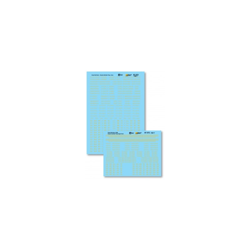 MICROSCALE DECAL 87-372 - GREAT NORTHERN EMPIRE BUILDER PASSENGER CARS - HO SCALE