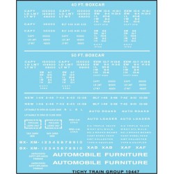 TICHY 10447 - 40'/50' BOXCAR DATA - WHITE GOTHIC - HO SCALE