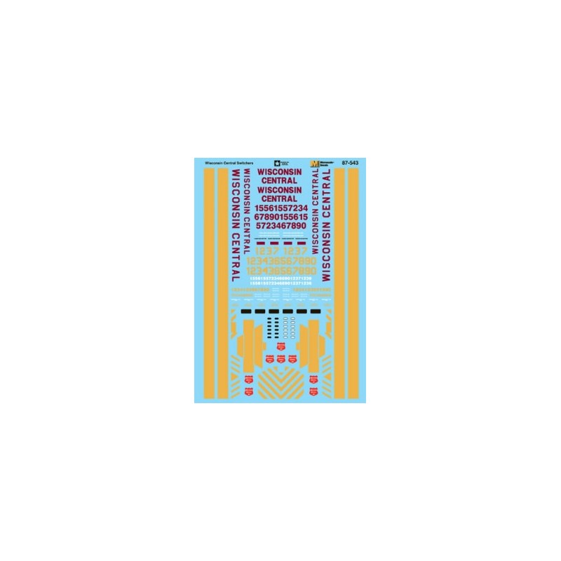 MICROSCALE DECAL 87-543 - WISCONSIN CENTRAL DIESEL LOCOMOTIVES - HO SCALE