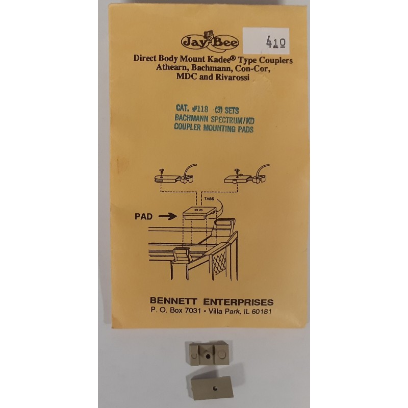 JAYBEE 118 - COUPLER MOUNTING PADS FOR BACHMANN SPECTRUM PASSENGER CARS - HO SCALE