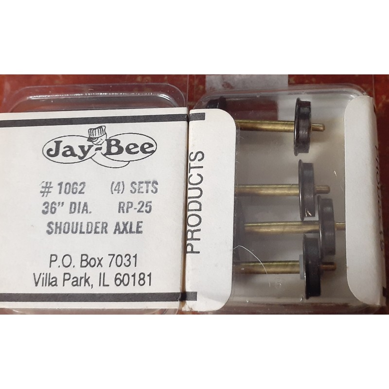 JAYBEE 1062 - 36" METAL WHEELSETS WITH SHOULDER AXLE - HO SCALE