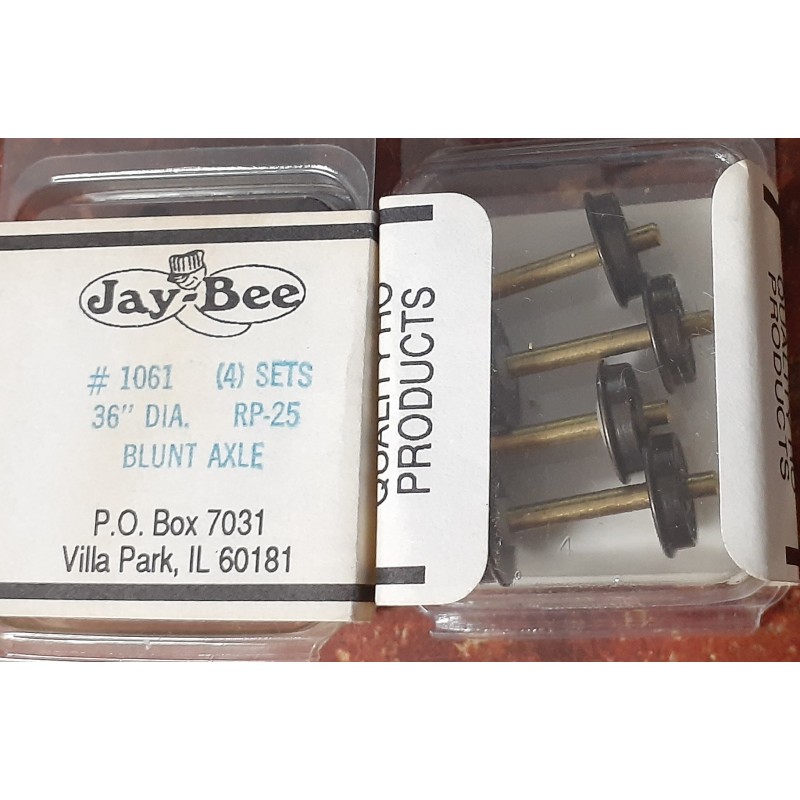 JAYBEE 1061 - 36" METAL WHEELSETS WITH BLUNT AXLE - HO SCALE