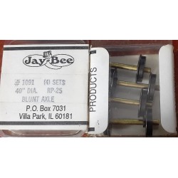 JAYBEE 1091 - 40" METAL WHEELSETS WITH BLUNT AXLE - HO SCALE