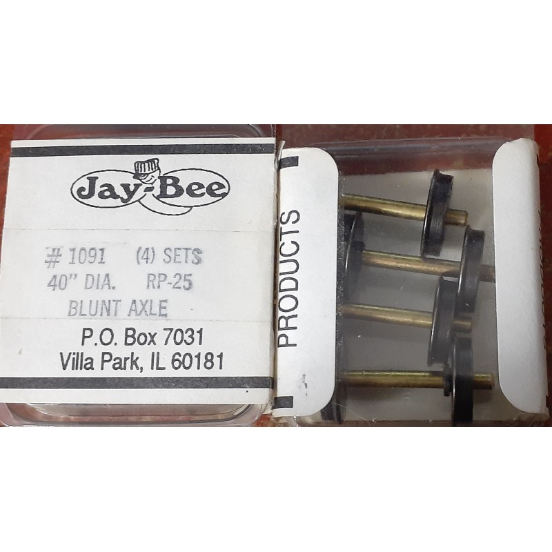 JAYBEE 1091 - 40" METAL WHEELSETS WITH BLUNT AXLE - HO SCALE
