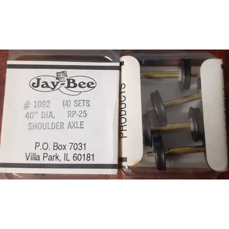 JAYBEE 1092 - 40" METAL WHEELSETS WITH SHOULDER AXLE - HO SCALE