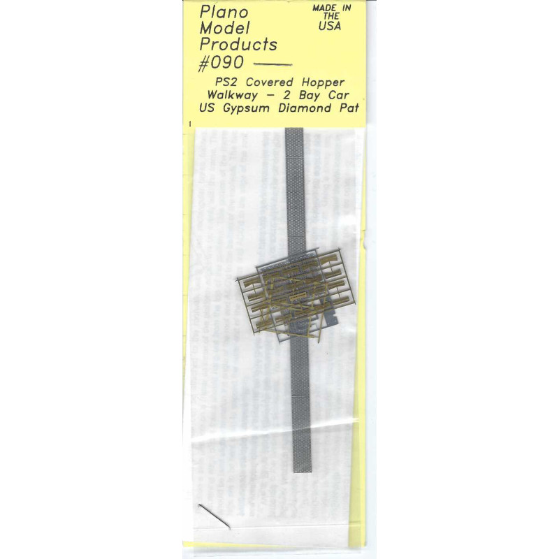 PLANO 090 - PS2 2 BAY COVERED HOPPER ROOFWALK - GYPSUM DIAMOND PATTERN - HO SCALE