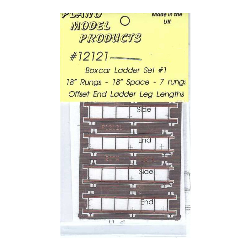 PLANO 12121 - BOXCAR LADDERS - 7 RUNG - 18" SPACING - 18" RUNG - HO SCALE
