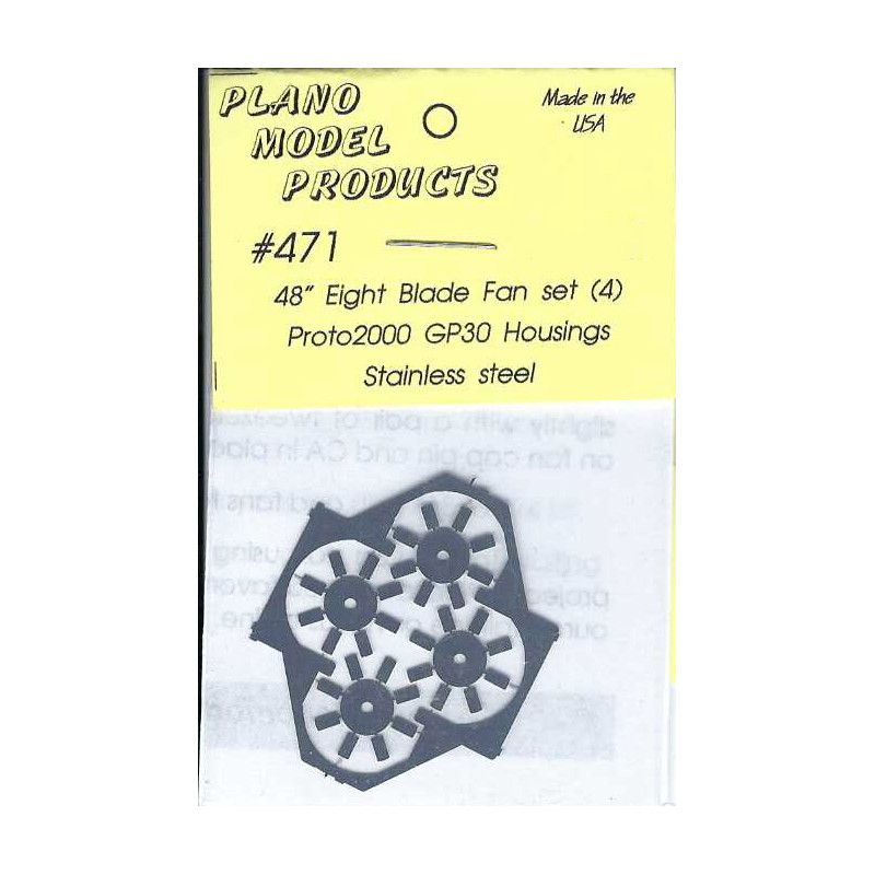 PLANO 471 - DIESEL LOCOMOTIVE 48" EIGHT BLADE FAN SET - PROTO 2000 GP30 HOUSINGS - HO SCALE