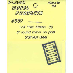 PLANO 359 - TRUCK CAB LOLLIPOP MIRRORS - 8" ROUND MIRROR ON POST - HO SCALE