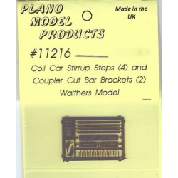 PLANO 11216 - COIL CAR STIRRUP STEPS AND COUPLER CUT BAR BRACKETS - WALTHERS CAR - HO SCALE