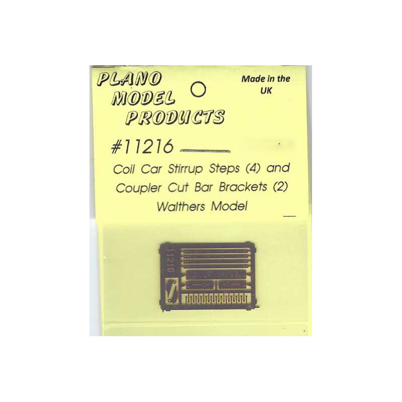 PLANO 11216 - COIL CAR STIRRUP STEPS AND COUPLER CUT BAR BRACKETS - WALTHERS CAR - HO SCALE