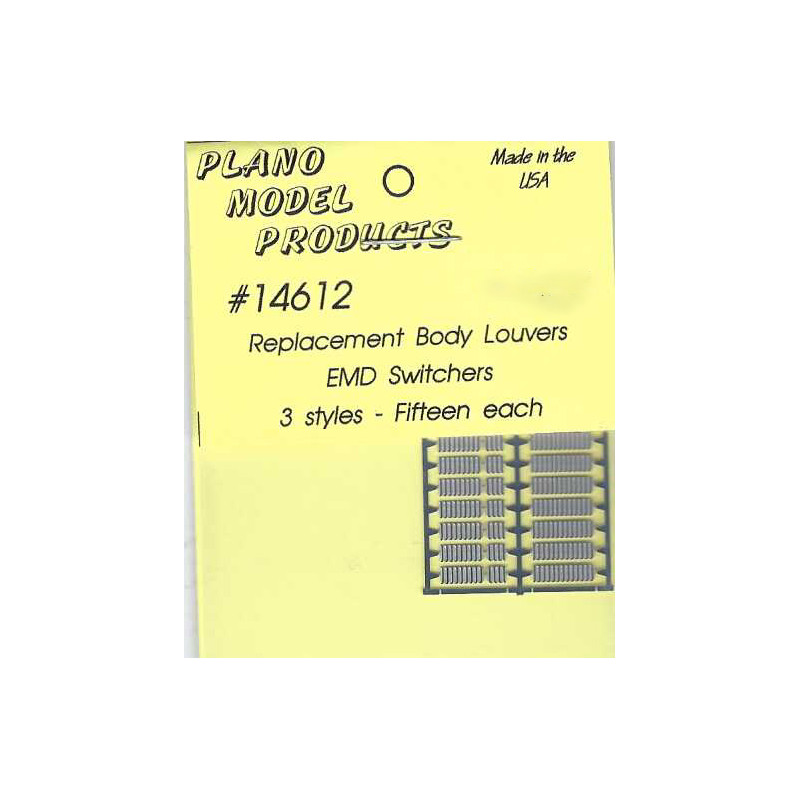 PLANO 14612 - DIESEL LOCOMOTIVE EMD SWITCHER BODY LOUVERS - HO SCALE