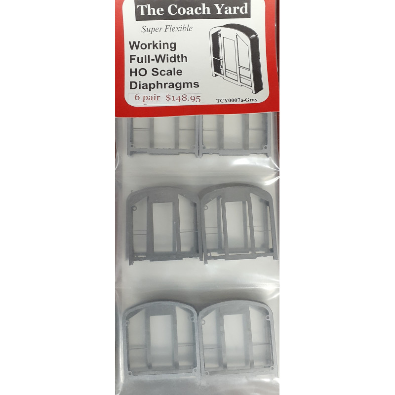 COACH YARD TCY0007a - WORKING FULL WIDTH DIAPHRAGMS - GREY - HO SCALE
