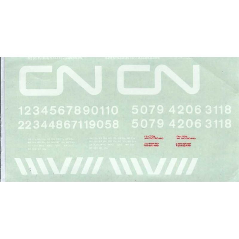 LPD DECALS H-103 - CANADIAN NATIONAL DIESEL LOCOMOTIVE HOOD UNITS - HO SCALE