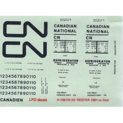 LPD DECALS H-158 - CANADIAN NATIONAL 40' REEFER - HO SCALE