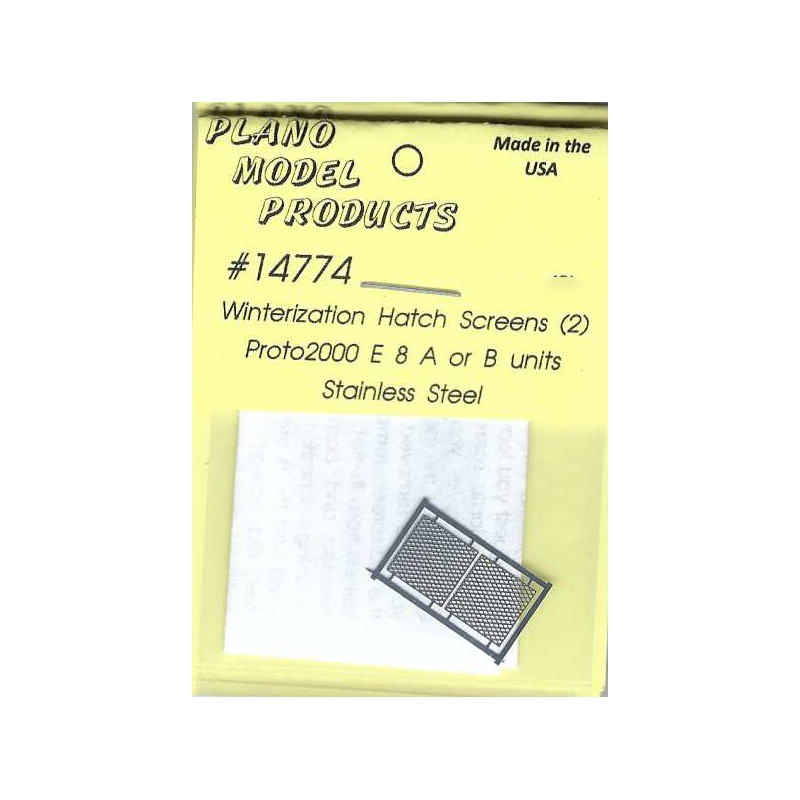 PLANO 14774 - DIESEL LOCOMOTIVE EMD E8 WINTERIZATION HATCH SCREEN FOR PROTO 2000 E8A/B - HO SCALE