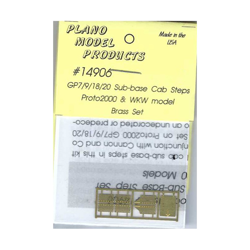 PLANO 14906 - DIESEL LOCOMOTIVE EMD GP7/9/18/20 SUB-BASE CAB STEPS - FOR WALTHERS/PROTO 2000 MODELS - HO SCALE