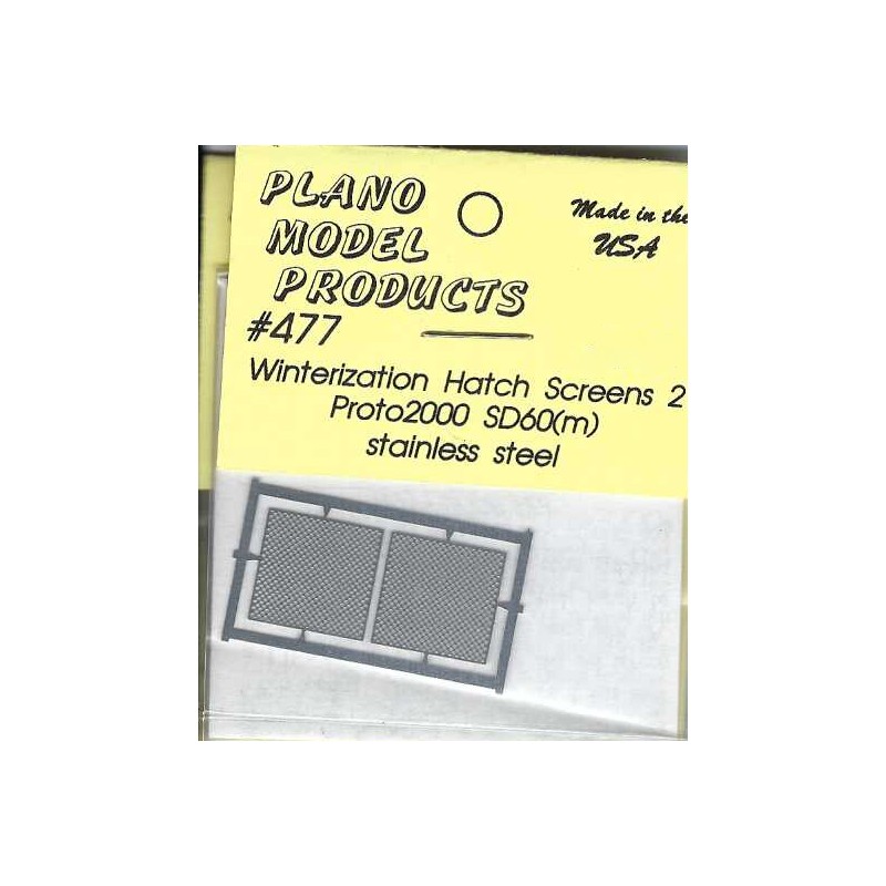 PLANO 477 - DIESEL LOCOMOTIVE EMD SD60M WINTERIZATION HATCH SCREEN - FOR PROTO 2000 SD60M - HO SCALE