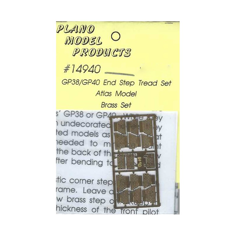 PLANO 14940 - DIESEL LOCOMOTIVE EMD GP38/GP40 END STEP TREAD SET - FOR ATLAS MODEL - HO SCALE