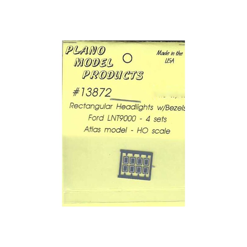 PLANO 13872 - RECTANGULAR HEADLIGHTS WITH BEZELS FOR FORD LNT9000 - ATLAS MODEL - HO SCALE