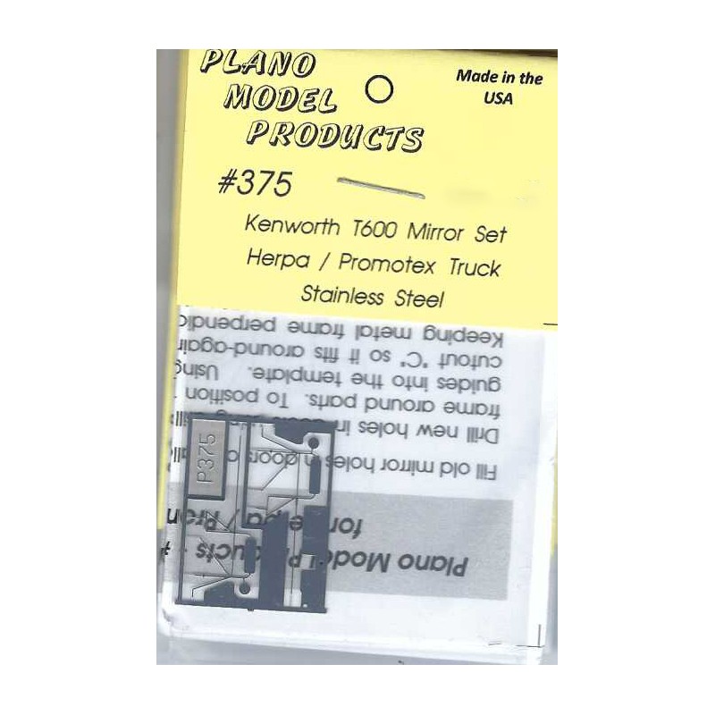 PLANO 375 - KENWORTH T 600 MIRROR SET - HERPA/PROMOTEX MODELS - HO SCALE