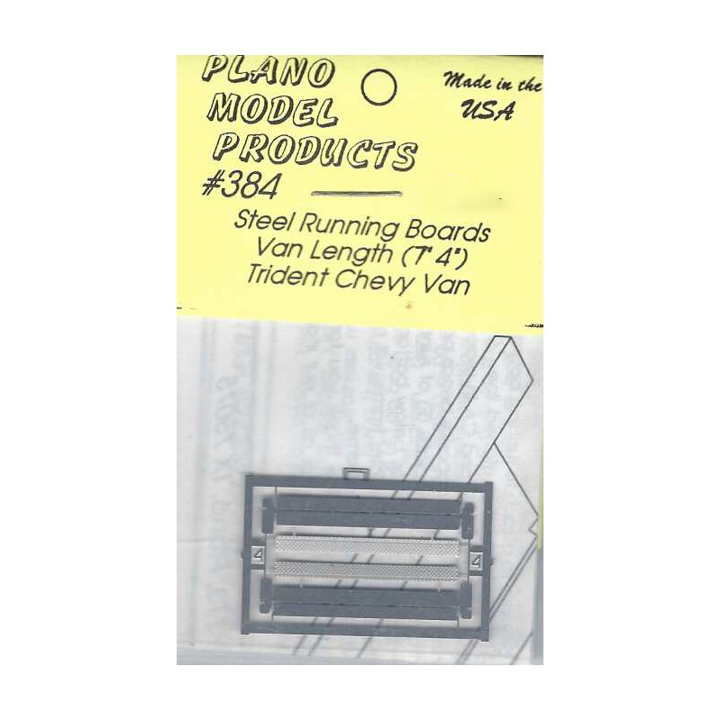 PLANO 384 - STEEL RUNNING BOARDS - 7'4" LENGTH - FOR TRIDENT CHEVY VAN - HO SCALE