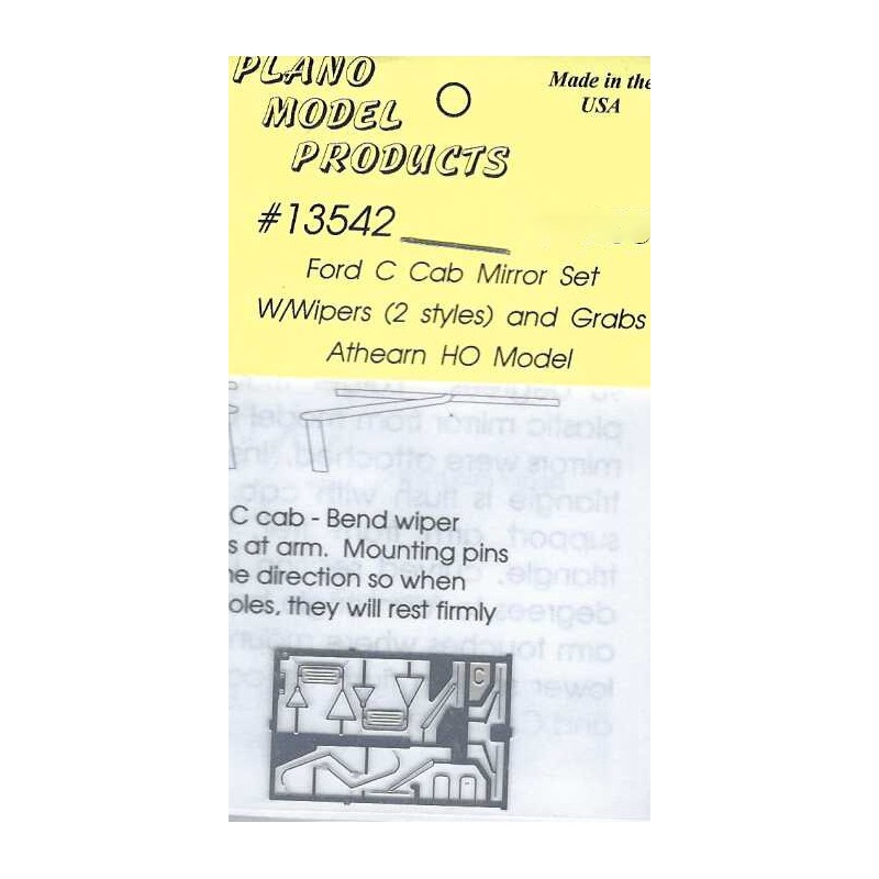 PLANO 13542 - FORD C CAB MIRROR SET - FOR ATHEARN MODEL - HO SCALE