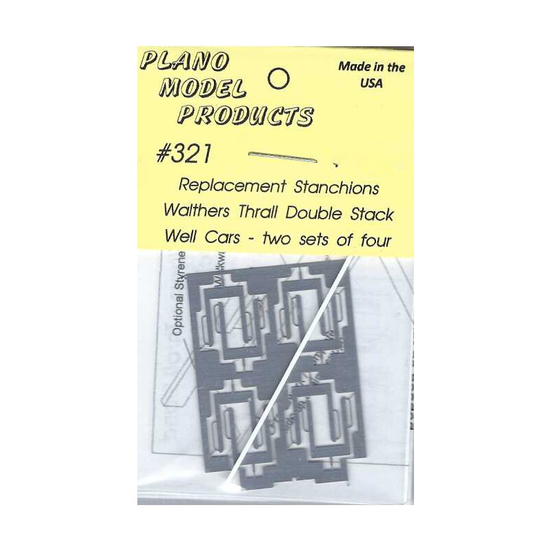 PLANO 321 - STANCHIONS FOR WALTHERS THRALL DOUBLE STACK WELLS CARS - HO SCALE