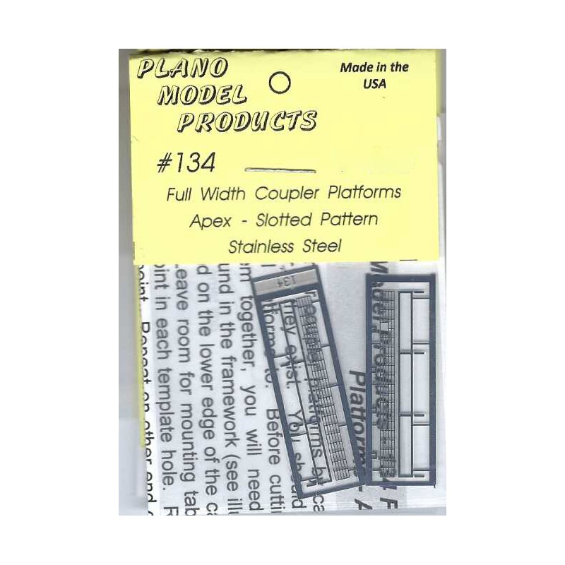 PLANO 134 - COUPLER PLATFORM SET - FULL WIDTH - APEX SLOTTED PATTERN - HO SCALE