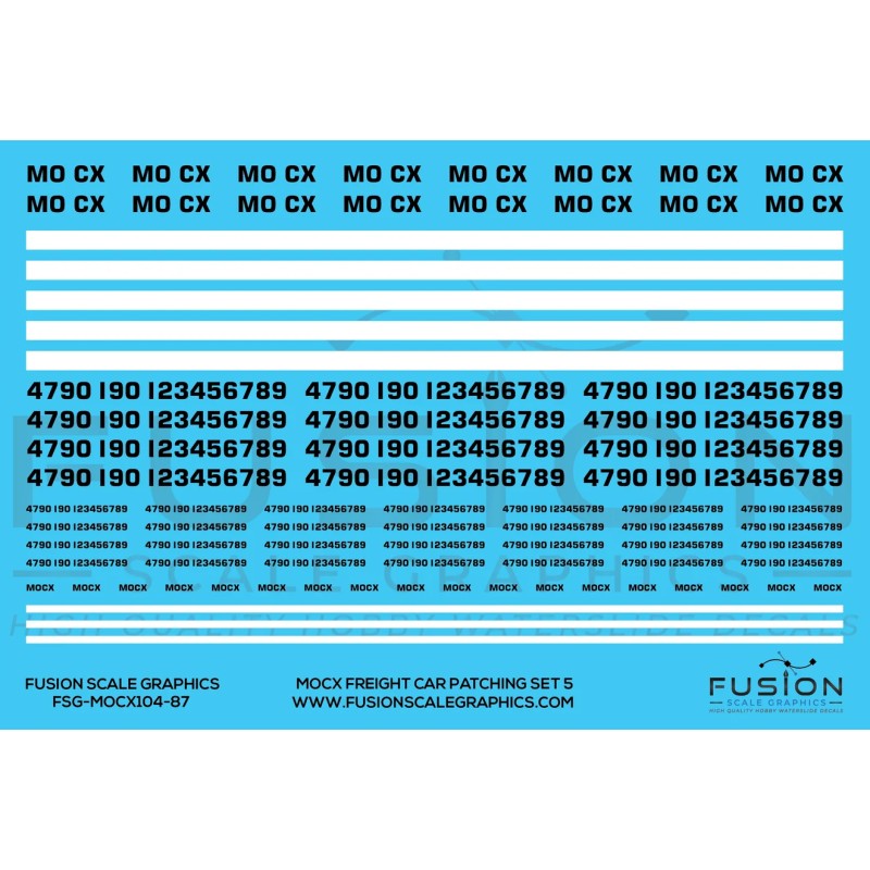 FUSION FSG-MOCX104-87 - MOCX FREIGHT CAR PATCHING SET 5 - HO SCALE