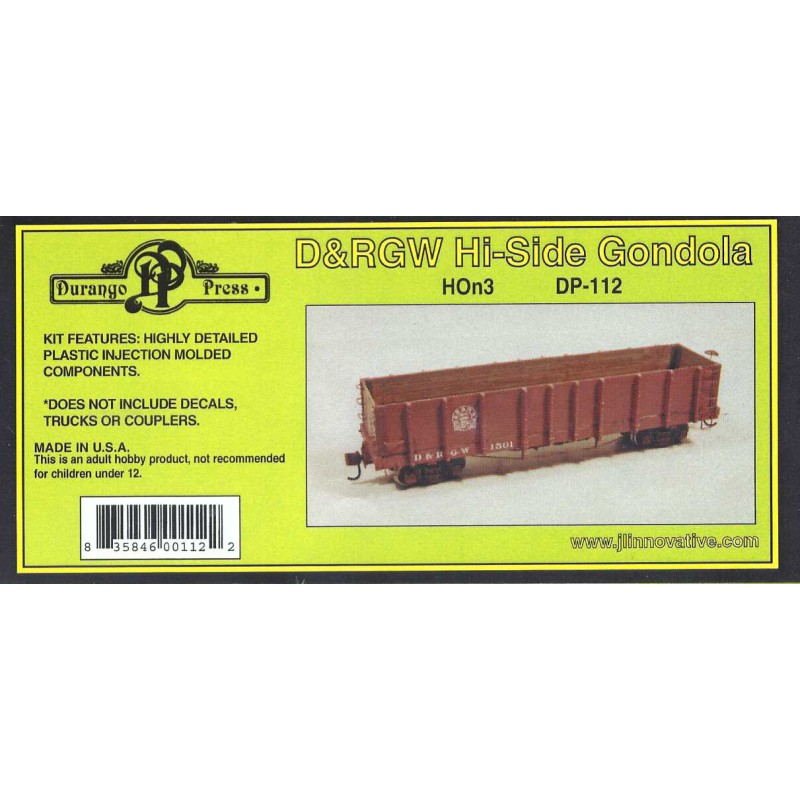 DURANGO PRESS DP-112 - D&RGW HI-SIDE GONDOLA - HOn3 SCALE