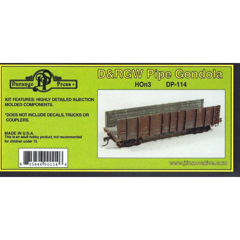 DURANGO PRESS DP-114 - D&RGW PIPE GONDOLA - HOn3 SCALE