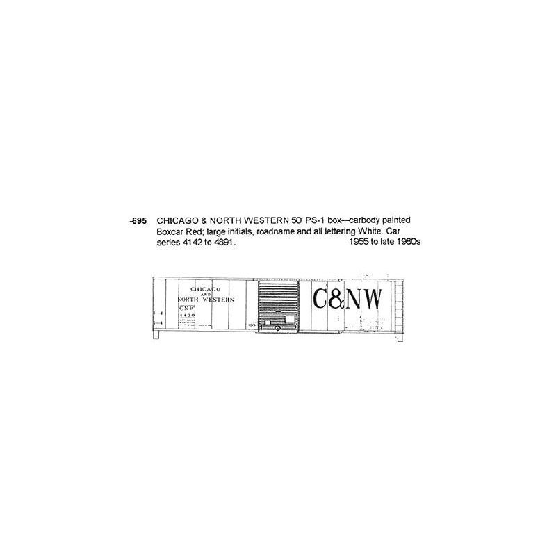 CDS DRY TRANSFER HO-695 CHICAGO & NORTHWESTERN 50' BOXCAR - HO SCALE