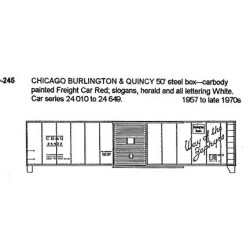 CDS DRY TRANSFER HO-245  CHICAGO BURLINGTON & QUINCY 50' BOXCAR - HO SCALE