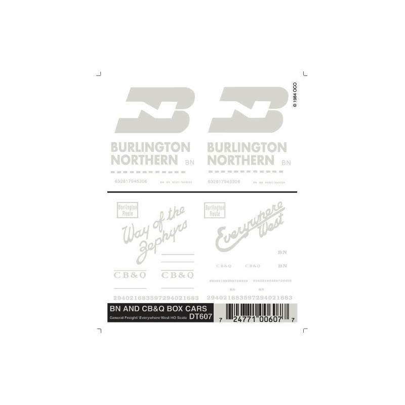 WOODLAND DT607 - BURLINGTON NORTHERN / CHICAGO BURLINGTON & QUINCY BOXCARS - HO SCALE