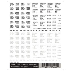WOODLAND DT601 - BOXCAR DATA - BLACK & WHITE - HO SCALE
