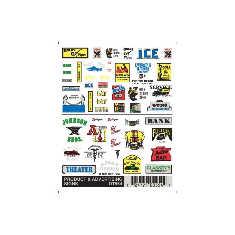 WOODLAND DT554 - PRODUCT & ADVERTISING SIGNS - HO SCALE