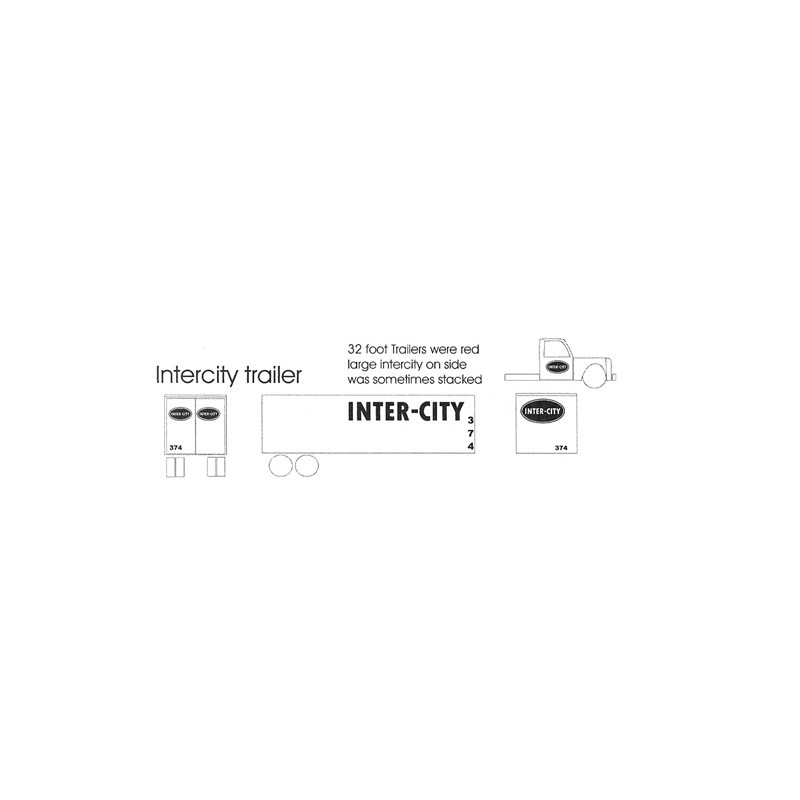 BLACK CAT DECAL - BC225 - INTER-CITY TRUCK - HO SCALE