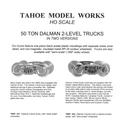 TMW202 - 50 TON DALMAN 2 LEVEL TRUCKS - WITH LATERAL MOTION DETAIL - SEMI-SCALE WHEELSETS - HO SCALE