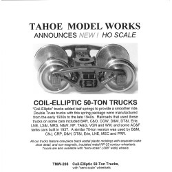 TMW208 - COIL ELLIPTIC 50-TON TRUCKS - SEMI-SCALE WHEELSETS - HO SCALE