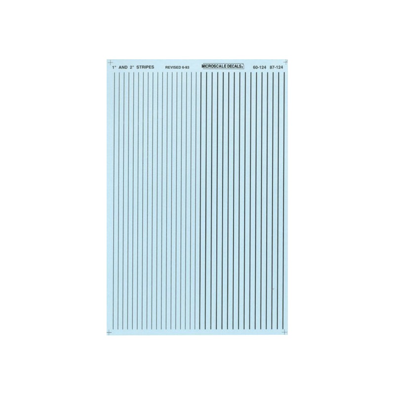 MICROSCALE DECAL 91112 - 1" & 2" BLACK STRIPES - HO SCALE