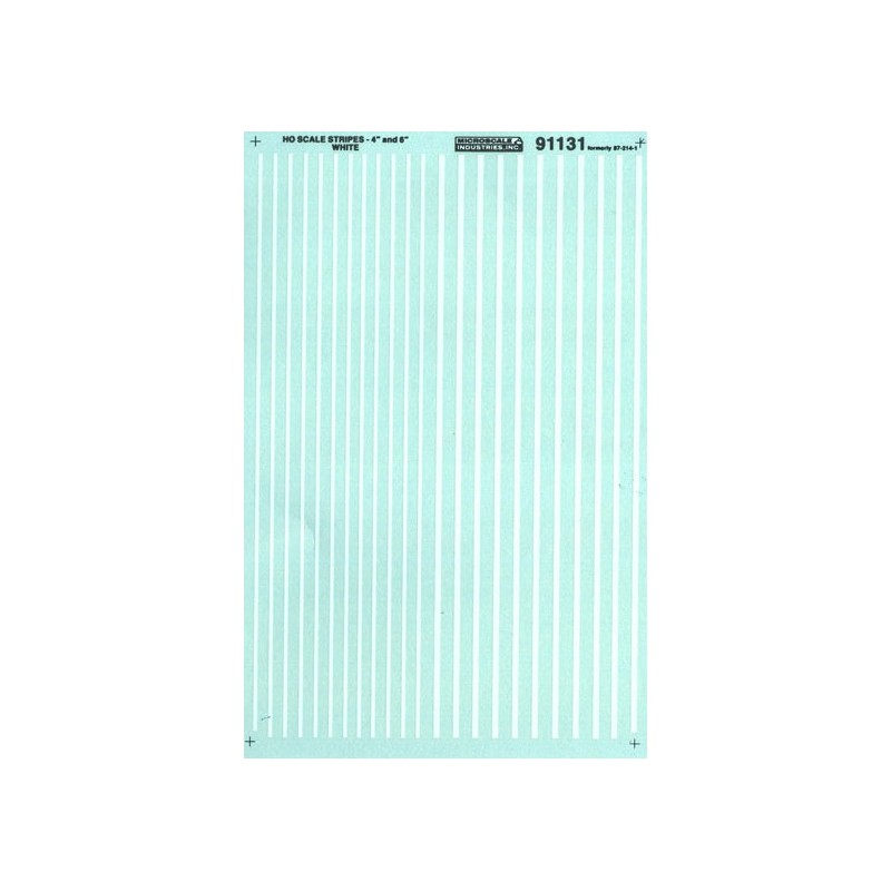MICROSCALE DECAL 91131 - 4" & 6" WHITE STRIPES - HO SCALE