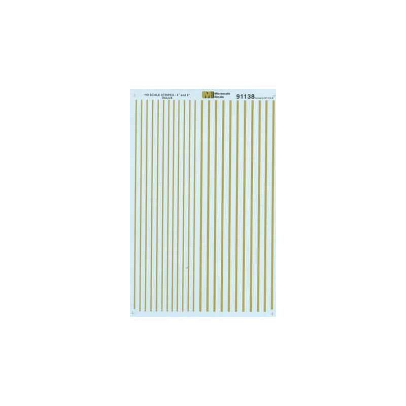MICROSCALE DECAL 91138 - 4" & 6" DULUX GOLD STRIPES - HO SCALE