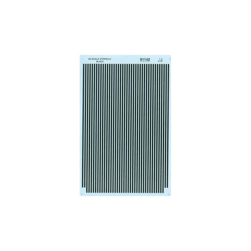 MICROSCALE DECAL 91142 - 6" BLACK STRIPES - HO SCALE