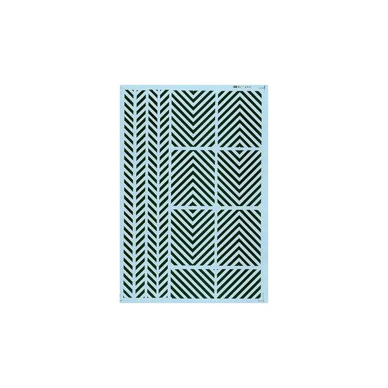 MICROSCALE DECAL 91154 - 8" 45 DEGREE BARRICADE SILVER STRIPES - HO SCALE