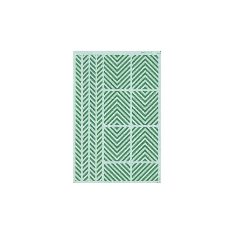 MICROSCALE DECAL 91159 - 8" 45 DEGREE BARRICADE GREEN STRIPES - HO SCALE