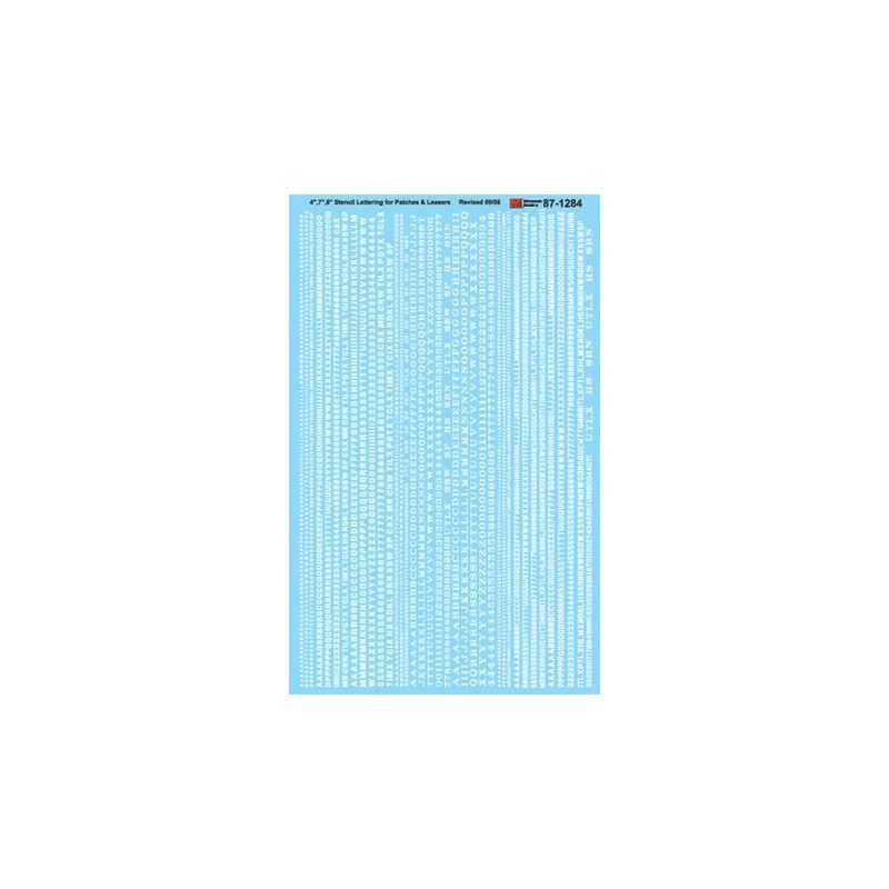 MICROSCALE DECAL 87-1284 - ALPHABET STENCIL LETTERING WHITE - HO SCALE