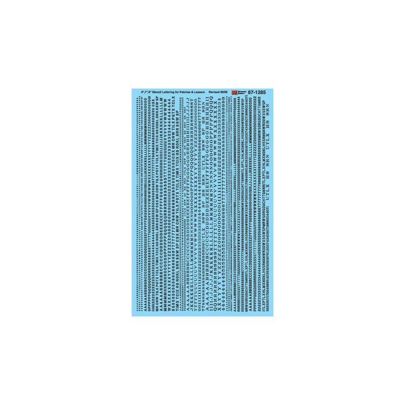 MICROSCALE DECAL 87-1285 - ALPHABET STENCIL LETTERING BLACK - HO SCALE