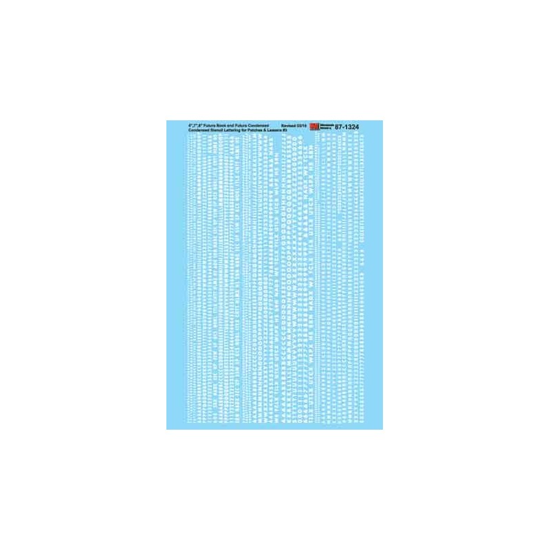 MICROSCALE DECAL 87-1324 - ALPHABET FUTURA STENCIL LETTERING WHITE - HO SCALE