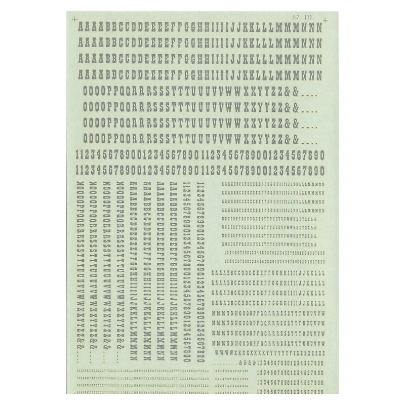 MICROSCALE DECAL 90044 - ALPHABET OLD WEST STYLE SILVER - HO SCALE